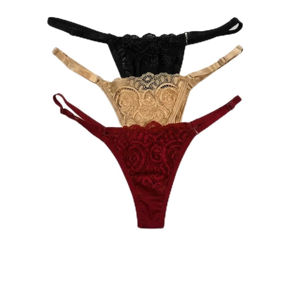 Lace Thong Panties, Pack of 3